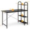Costway 48'' Reversible Computer Desk Writing Table Workstation w/ Storage Shelf Black\Brown